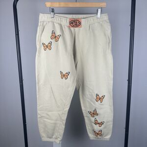 Petals by Petals Cropped Sweatpants Womens Large Butterfly Print Lounge Casual